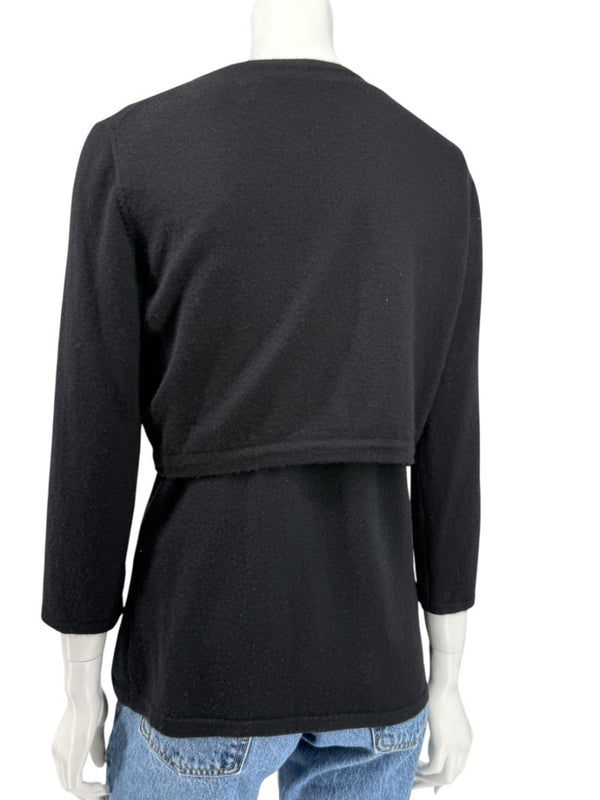 Oscar de la Renta Black Cashmere & Silk Twin Set – Size L