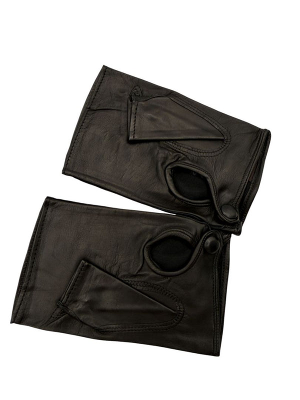 Sermoneta Black Leather Fingerless Driving Gloves – Size 7½