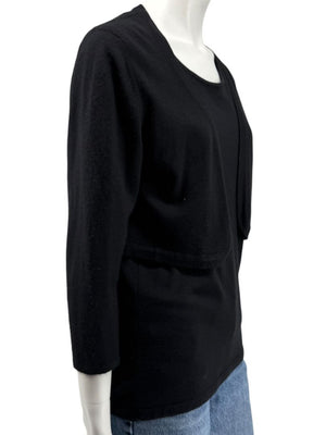 Oscar de la Renta Black Cashmere & Silk Twin Set – Size L