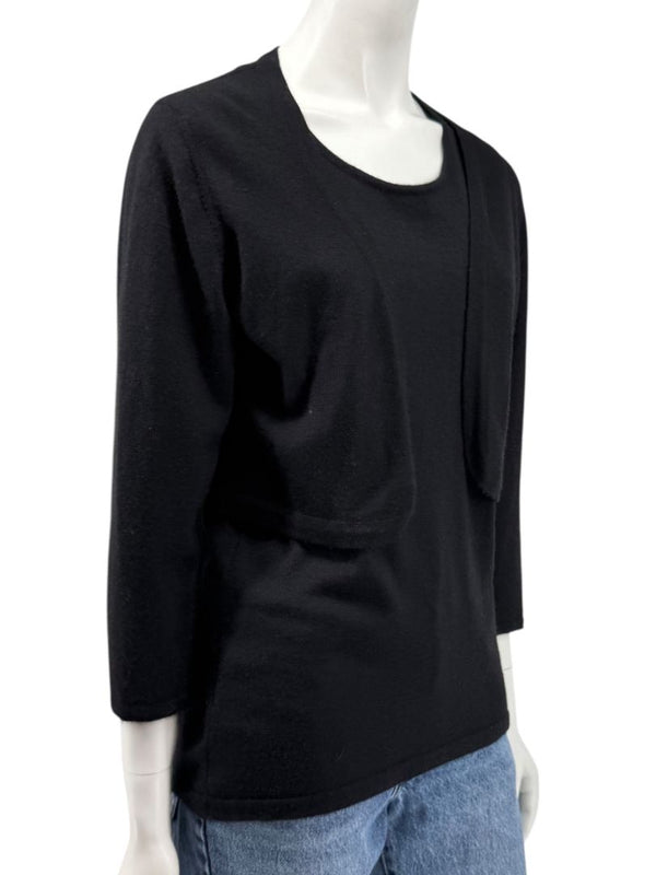 Oscar de la Renta Black Cashmere & Silk Twin Set – Size L