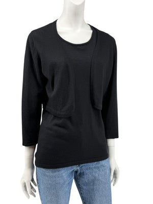 Oscar de la Renta Black Cashmere & Silk Twin Set – Size L