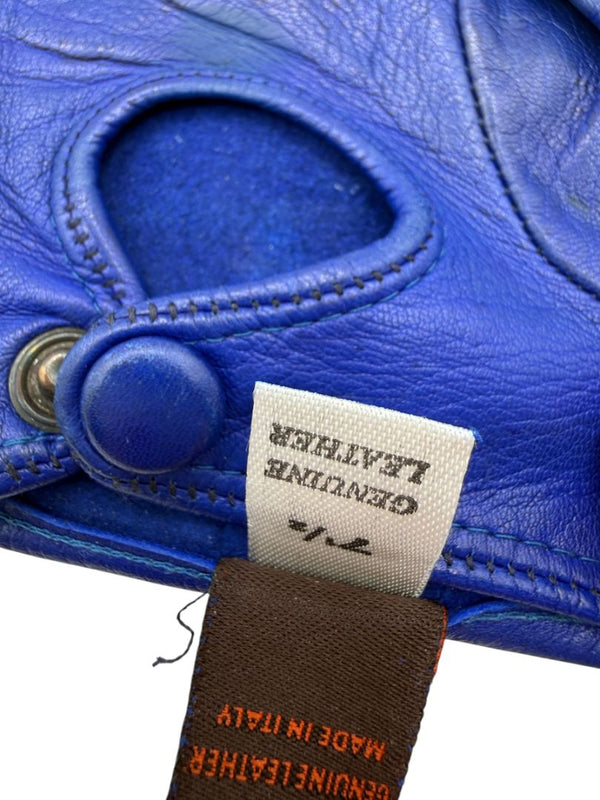 Sermoneta Cerulean Blue Leather Driving Gloves – Size 7½