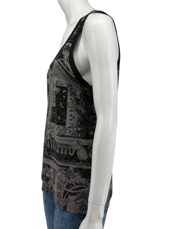 John Galliano Gazette Print Tank Top – Size M