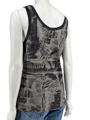 John Galliano Gazette Print Tank Top – Size M