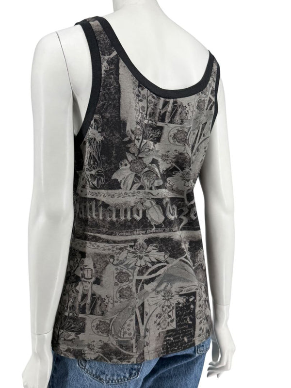 John Galliano Gazette Print Tank Top – Size M