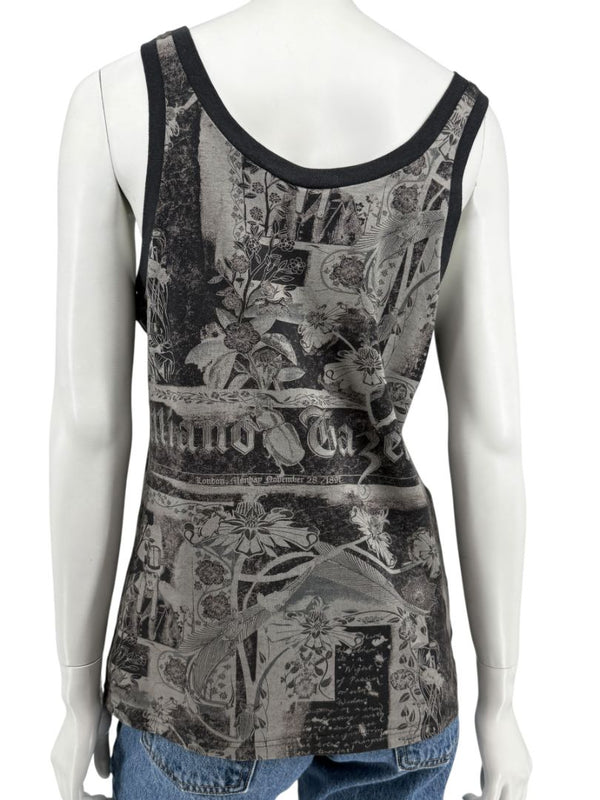 John Galliano Gazette Print Tank Top – Size M