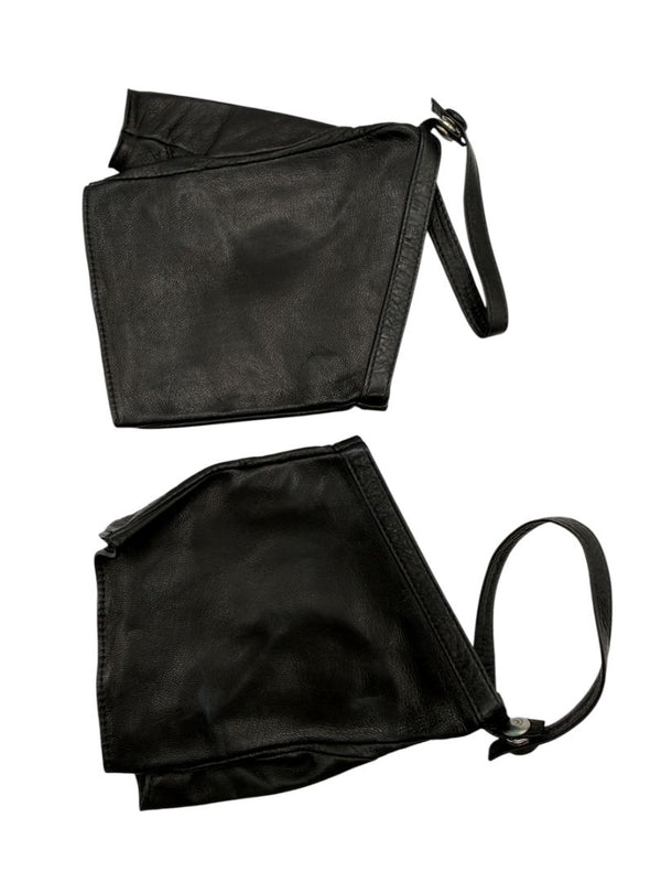 Sermoneta Black Leather Fingerless Driving Gloves with Adjustable Wrist Strap – Size 7