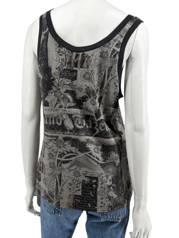 John Galliano Gazette Print Tank Top – Size M