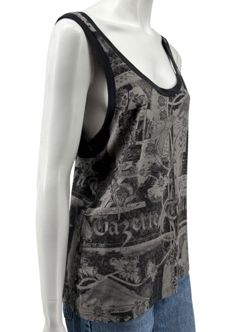 John Galliano Gazette Print Tank Top – Size M