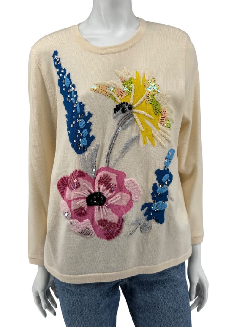 Escada Floral Sequin Embellished Sweater – Size L