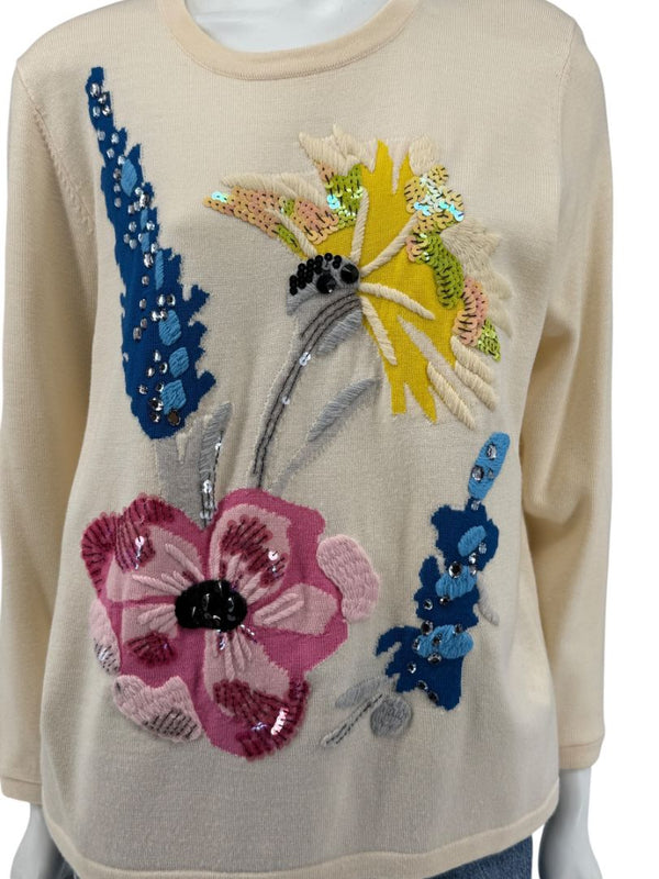 Escada Floral Sequin Embellished Sweater – Size L