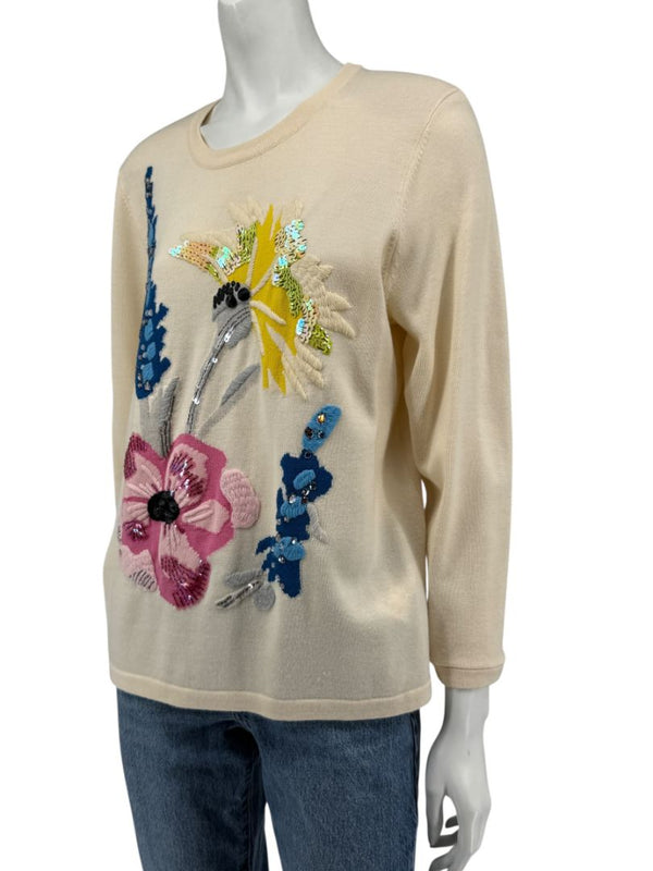 Escada Floral Sequin Embellished Sweater – Size L
