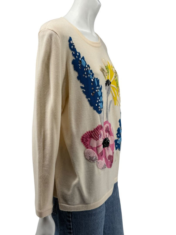 Escada Floral Sequin Embellished Sweater – Size L