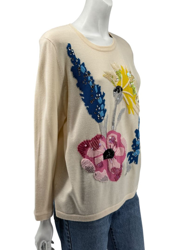 Escada Floral Sequin Embellished Sweater – Size L