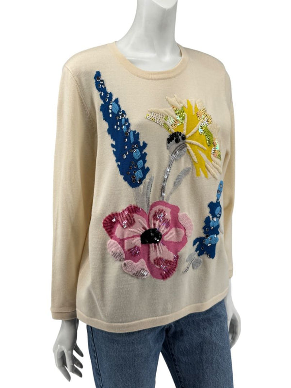 Escada Floral Sequin Embellished Sweater – Size L