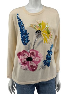 Escada Floral Sequin Embellished Sweater – Size L