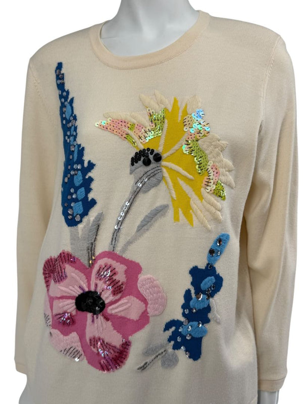 Escada Floral Sequin Embellished Sweater – Size L