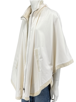 Loro Piana Reversible Hooded Cape Off-White Technical Fabric Made in Italy – Size L