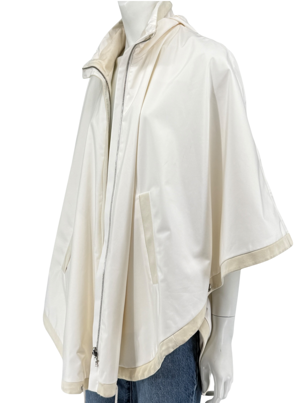 Loro Piana Reversible Hooded Cape Off-White Technical Fabric Made in Italy – Size L