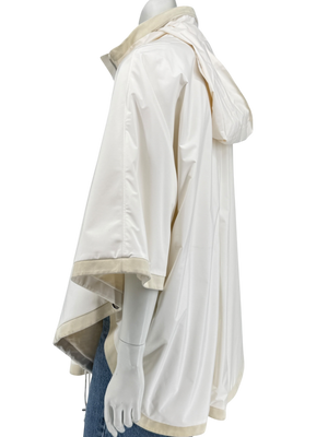 Loro Piana Reversible Hooded Cape Off-White Technical Fabric Made in Italy – Size L