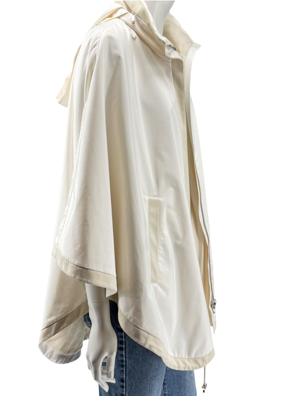 Loro Piana Reversible Hooded Cape Off-White Technical Fabric Made in Italy – Size L