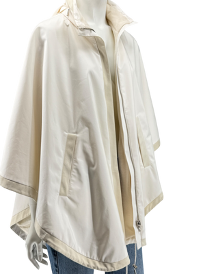 Loro Piana Reversible Hooded Cape Off-White Technical Fabric Made in Italy – Size L
