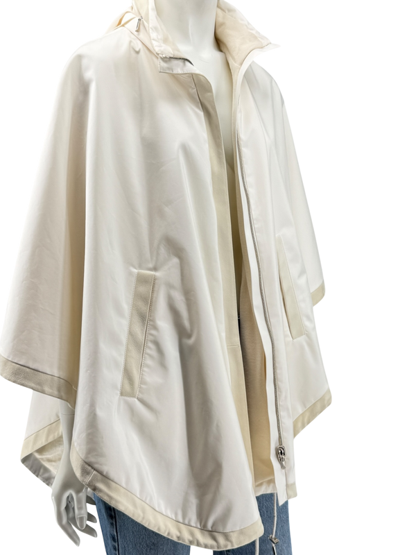 Loro Piana Reversible Hooded Cape Off-White Technical Fabric Made in Italy – Size L