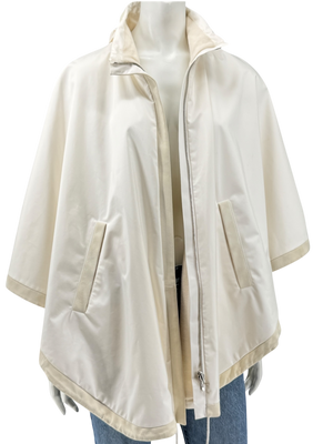 Loro Piana Reversible Hooded Cape Off-White Technical Fabric Made in Italy – Size L