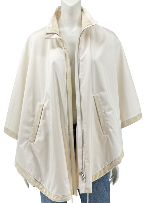 Loro Piana Reversible Hooded Cape Off-White Technical Fabric Made in Italy – Size L