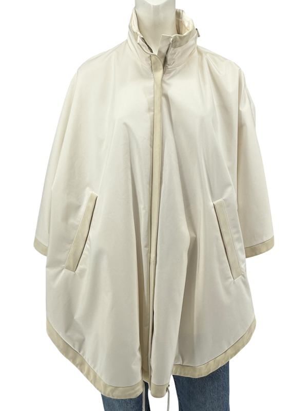 Loro Piana Reversible Hooded Cape Off-White Technical Fabric Made in Italy – Size L