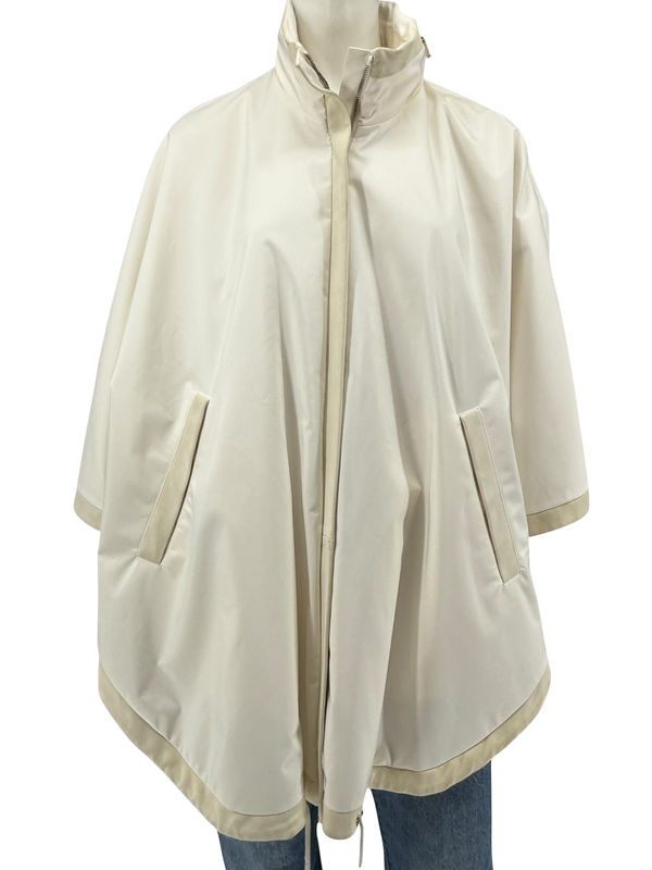 Loro Piana Reversible Hooded Cape Off-White Technical Fabric Made in Italy – Size L