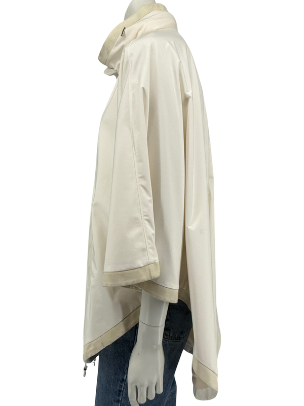 Loro Piana Reversible Hooded Cape Off-White Technical Fabric Made in Italy – Size L