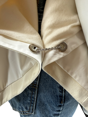 Loro Piana Reversible Hooded Cape Off-White Technical Fabric Made in Italy – Size L