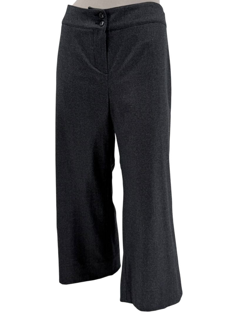 Armani Collezioni Charcoal Grey Wool Angora Wide-Leg Trousers – Size 12 (IT 48)