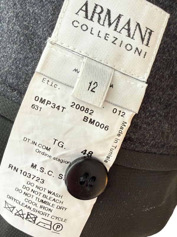 Armani Collezioni Charcoal Grey Wool Angora Wide-Leg Trousers – Size 12 (IT 48)