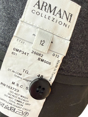 Armani Collezioni Charcoal Grey Wool Angora Wide-Leg Trousers – Size 12 (IT 48)