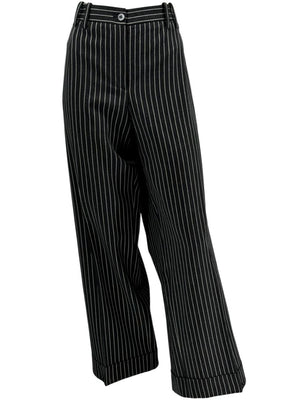 Armani Collezioni Charcoal Pinstripe Wide-Leg Trousers – IT 48