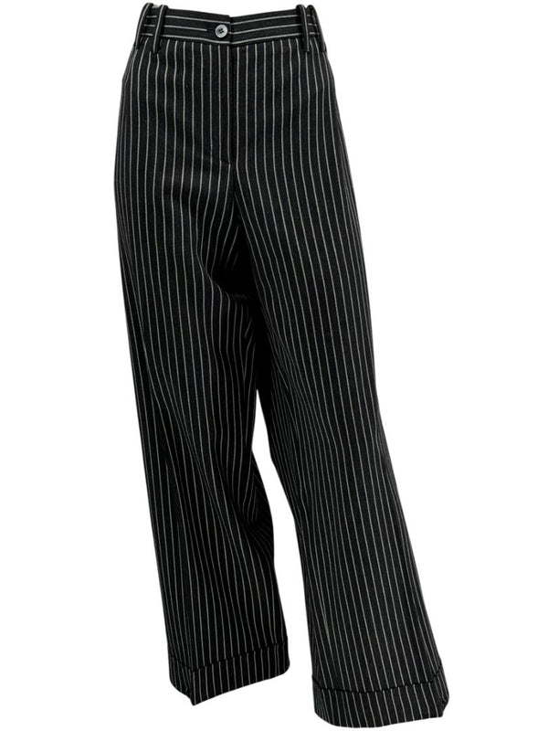 Armani Collezioni Charcoal Pinstripe Wide-Leg Trousers – IT 48