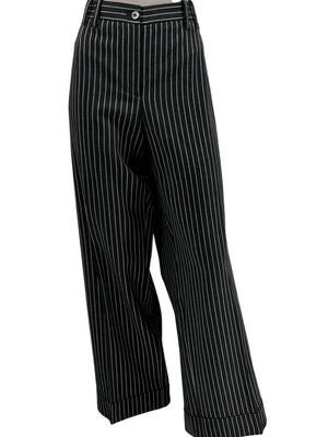 Armani Collezioni Charcoal Pinstripe Wide-Leg Trousers – IT 48
