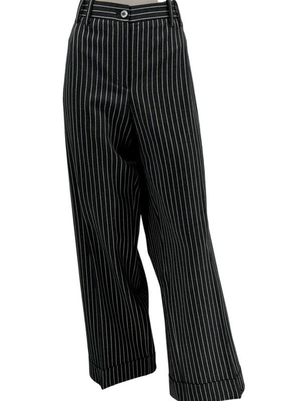 Armani Collezioni Charcoal Pinstripe Wide-Leg Trousers – IT 48