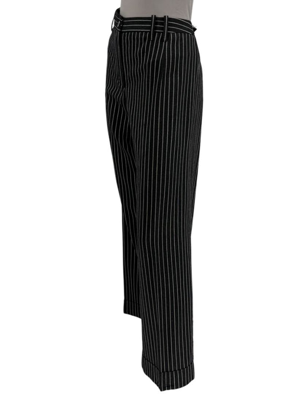 Armani Collezioni Charcoal Pinstripe Wide-Leg Trousers – IT 48