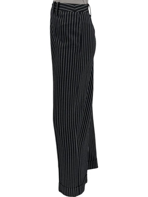 Armani Collezioni Charcoal Pinstripe Wide-Leg Trousers – IT 48