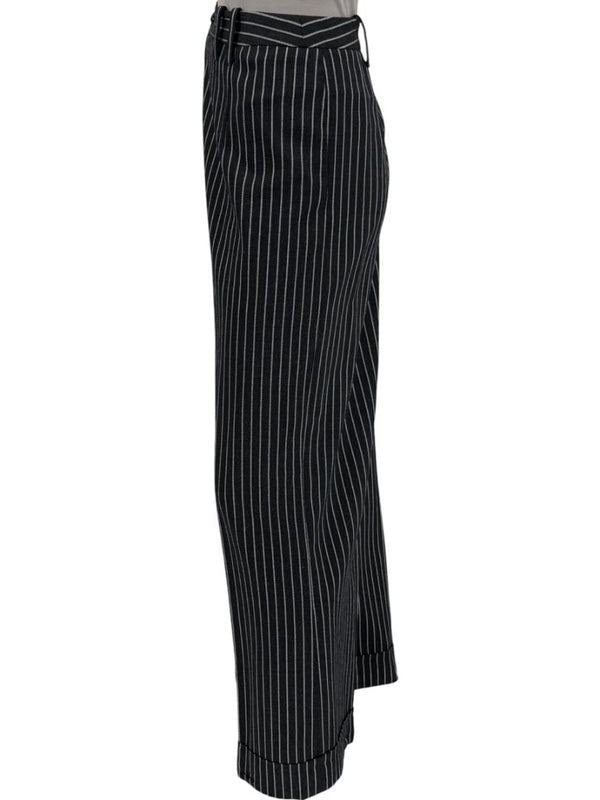 Armani Collezioni Charcoal Pinstripe Wide-Leg Trousers – IT 48