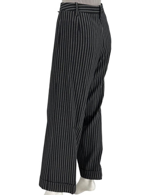Armani Collezioni Charcoal Pinstripe Wide-Leg Trousers – IT 48
