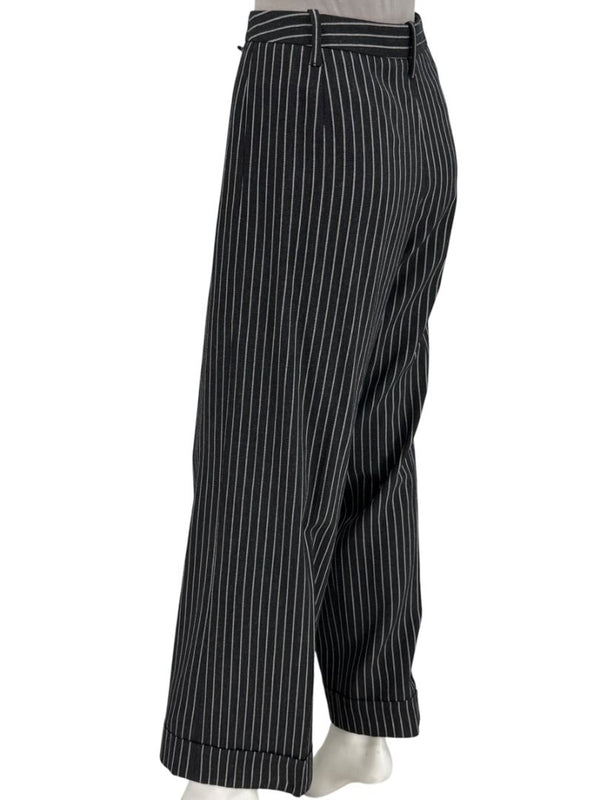 Armani Collezioni Charcoal Pinstripe Wide-Leg Trousers – IT 48