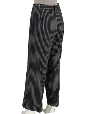 Armani Collezioni Charcoal Pinstripe Wide-Leg Trousers – IT 48