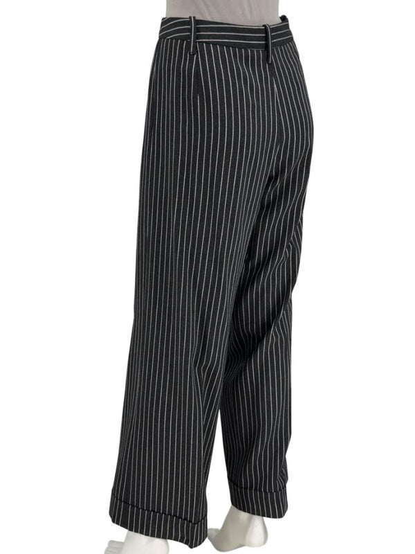 Armani Collezioni Charcoal Pinstripe Wide-Leg Trousers – IT 48
