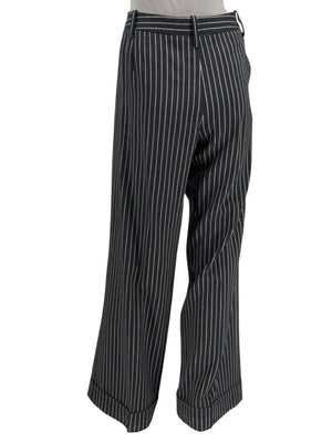 Armani Collezioni Charcoal Pinstripe Wide-Leg Trousers – IT 48
