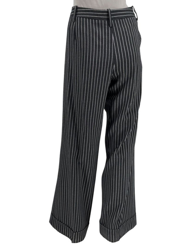 Armani Collezioni Charcoal Pinstripe Wide-Leg Trousers – IT 48