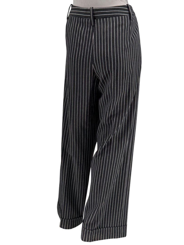 Armani Collezioni Charcoal Pinstripe Wide-Leg Trousers – IT 48